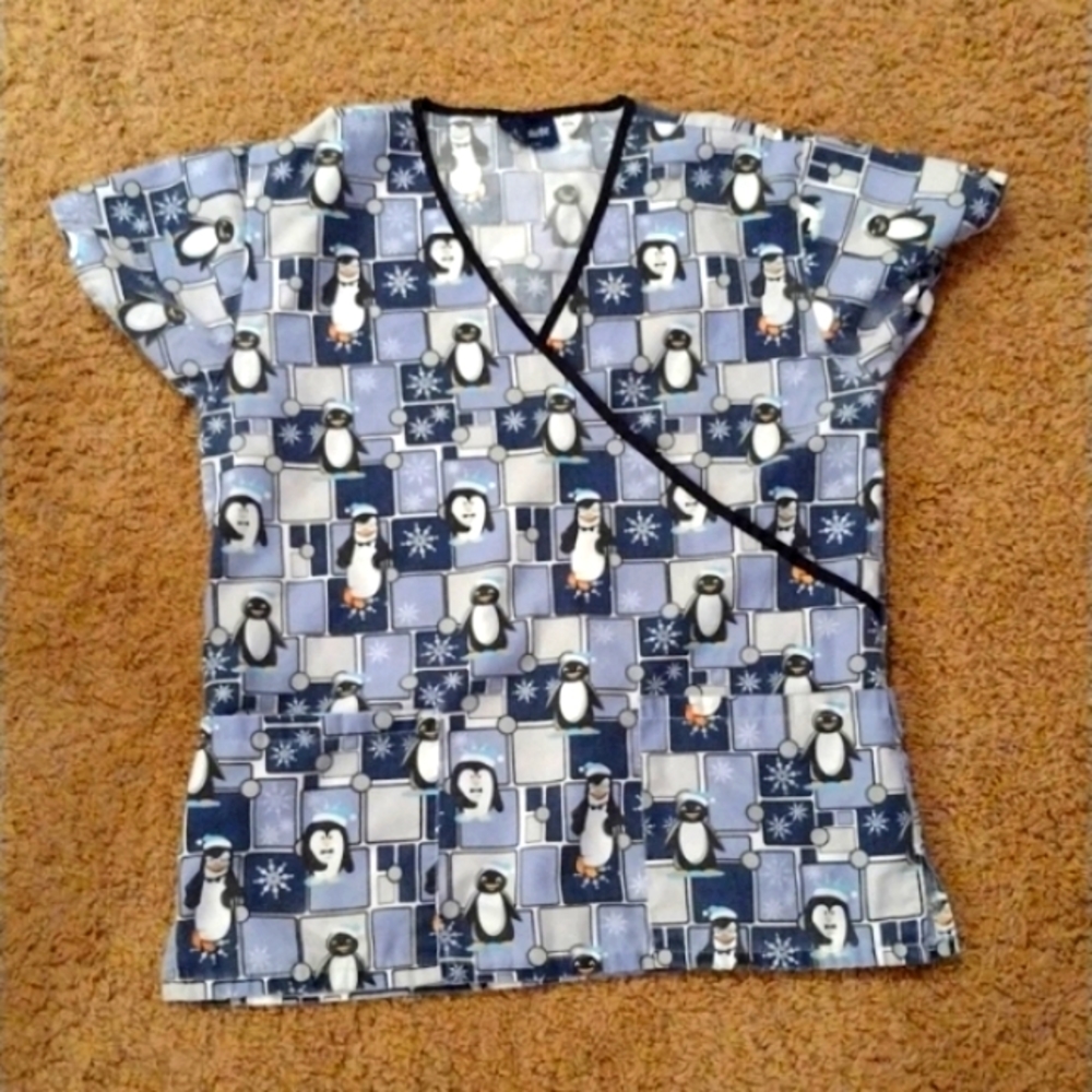 Women's size Small Penguin Scrub Top.